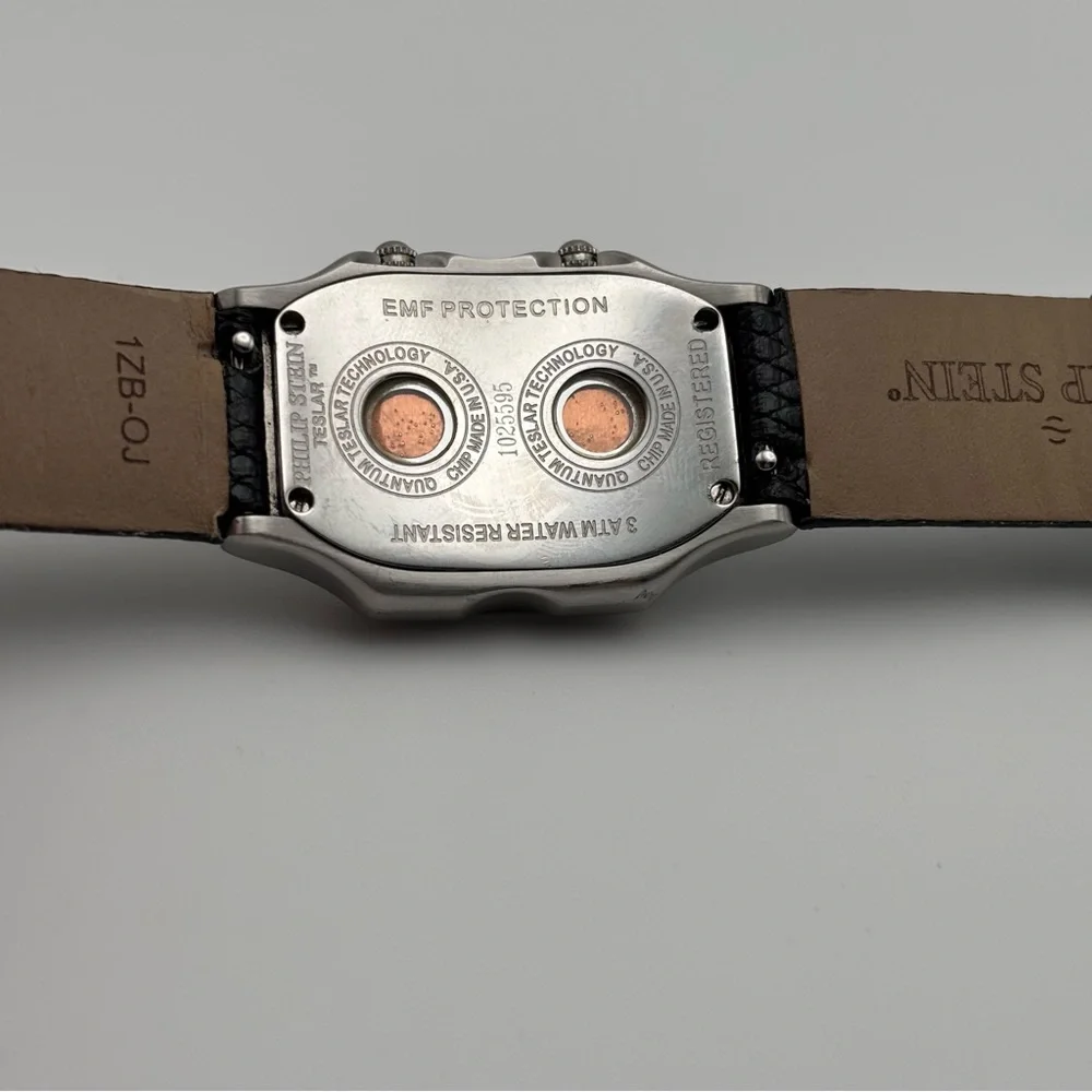 Philip Stein Teslar Dual Time Diamond Bezel Watch 45mm Lizard Strap - Picture 8 of 10